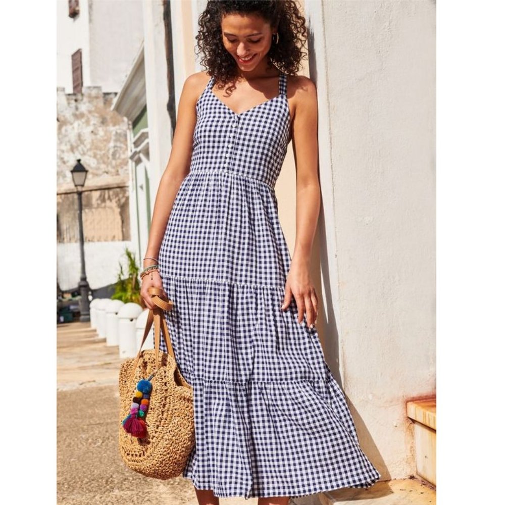Old Navy Printed Tiered Maxi floral gingham size M
